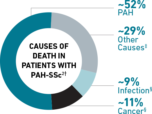 PAH-CTD causes of death pie chart